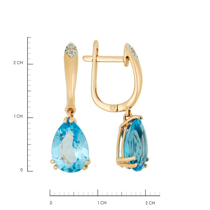 Серьги из золота 585 пробы c топазами и бриллиантами, Ц О007 2118 за 32800