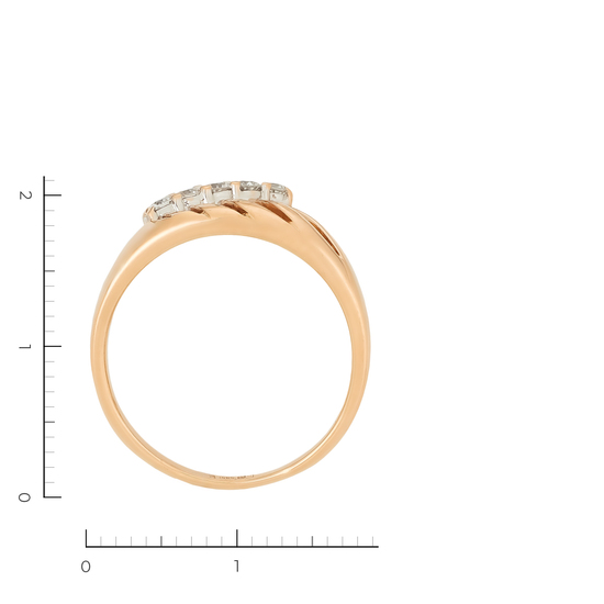 Кольцо из красного золота 585 пробы c 5 бриллиантами, Л60017865 за 25800