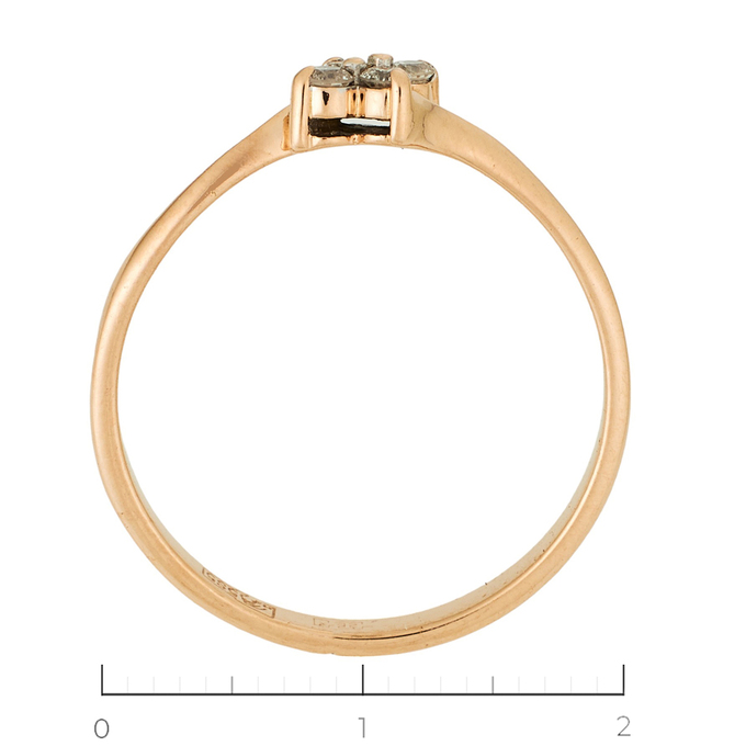Кольцо из золота 585 пробы c 4 бриллиантами