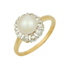 Кольцо из золота 750 пробы c бриллиантами и культивированным жемчугом