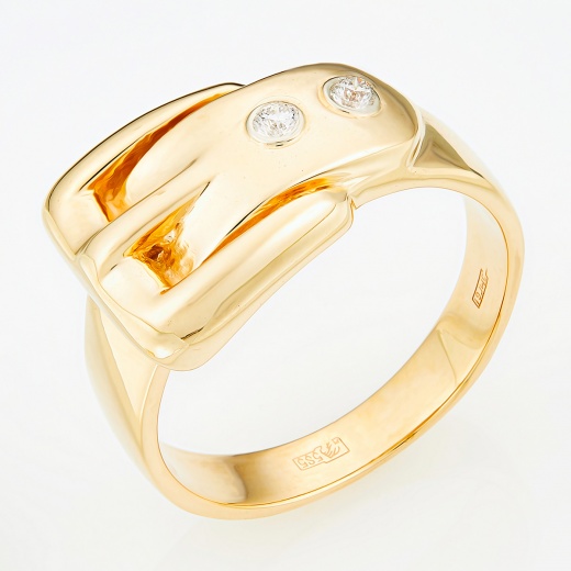 Кольцо из желтого золота 585 пробы c 2 бриллиантами Л30122486 фото 1