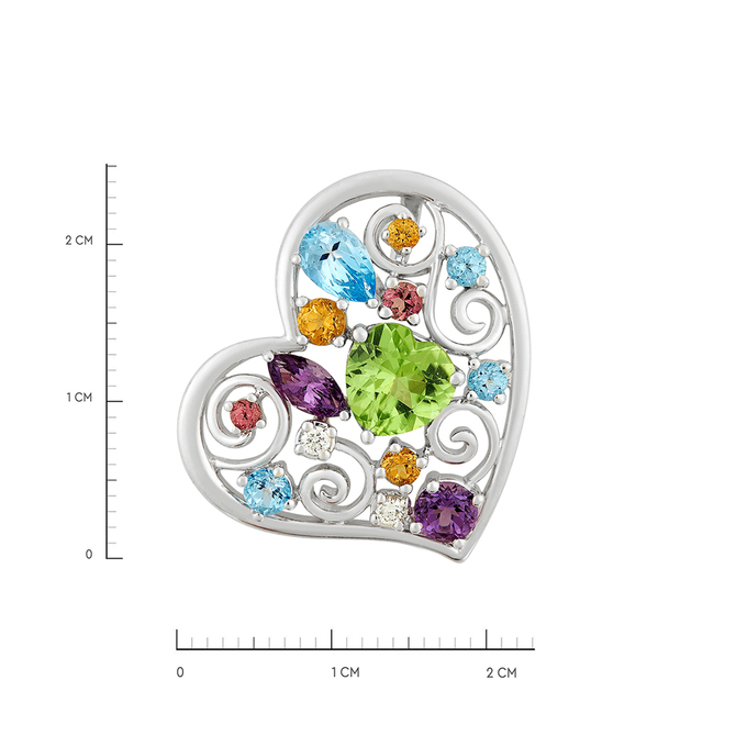 Подвеска из золота 750 пробы c хризолитом, топазами, аметистами, цитринами, турмалинами и бриллиантами, Л 3309 6963 за 69600