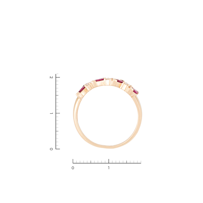 Кольцо из золота 585 пробы c 6 бриллиантами и 7 рубинами, Л 6302 2890 за 36750