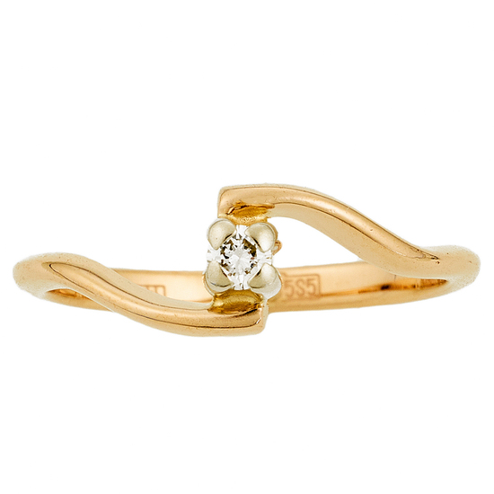 Кольцо из комбинированного золота 585 пробы c 1 бриллиантом, Л23157106 за 8450