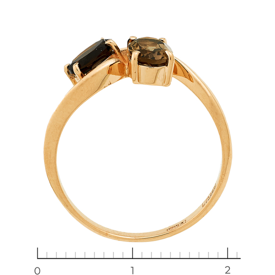 Кольцо из красного золота 585 пробы c 2 раухтопазами, Л06158937 за 14400
