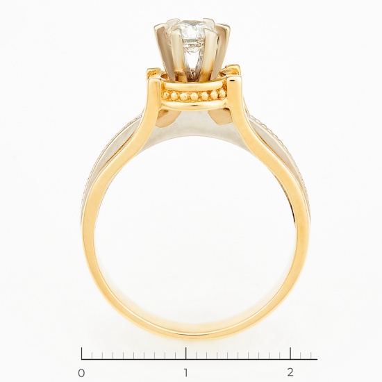 Кольцо из комбинированного золота 585 пробы c 1 бриллиантом, Л32059231 за 86950