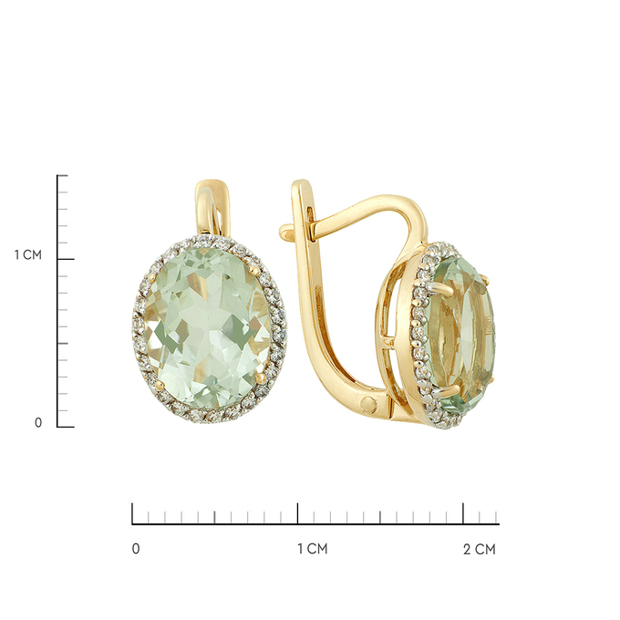 Серьги из золота 585 пробы c празиолитами и фианитами, Ц О007 1648 за 44800