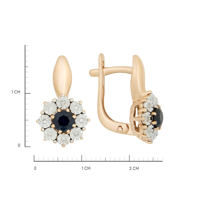 Серьги из золота 585 пробы с сапфирами и бриллиантами, Л 6600 5494 за 59000
