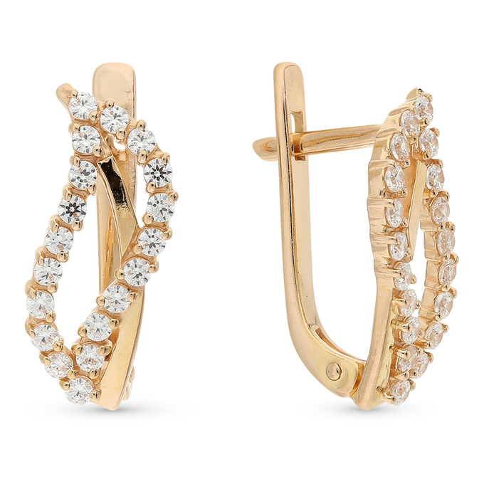 Серьги из золота 585 пробы c фианитами