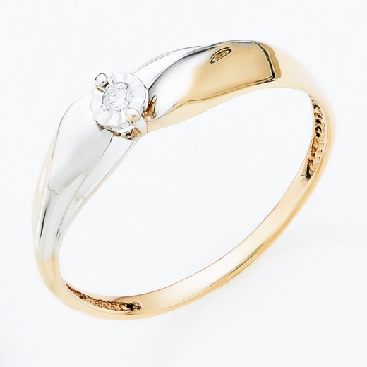Кольцо из комбинированного золота 585 пробы c 1 бриллиантом Л28070258 фото 1