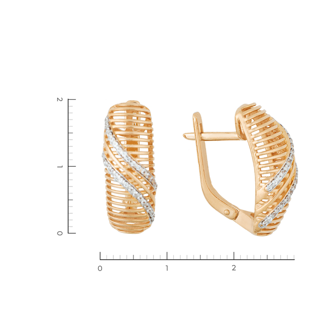 Серьги из золота 585 пробы c 64 фианитами