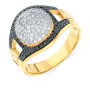 Кольцо из желтого золота 750 пробы c 85 бриллиантами и 42 облаг. бриллиантами 092400 фото 1