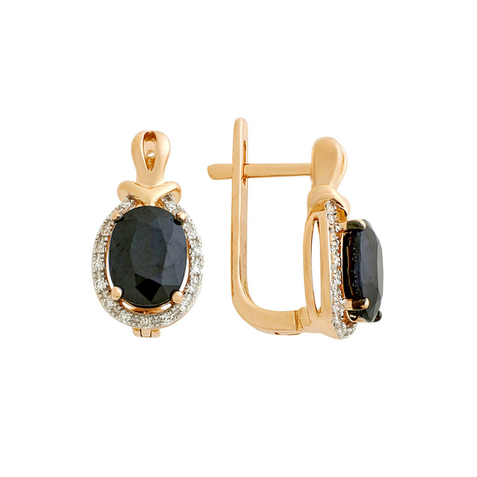 Серьги из золота 585 пробы c корундами и бриллиантами, Л 1912 0493 за 54800