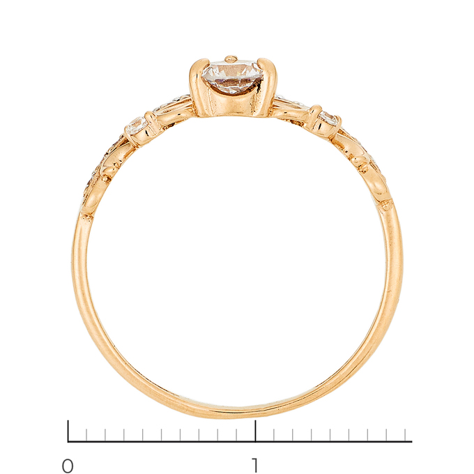 Кольцо из красного золота 585 пробы c 18 фианитами