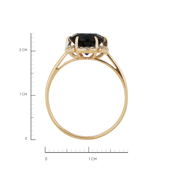 Кольцо из золота 585 пробы c бриллиантами и синтетическим сапфиром, Л 2415 4452 за 23600