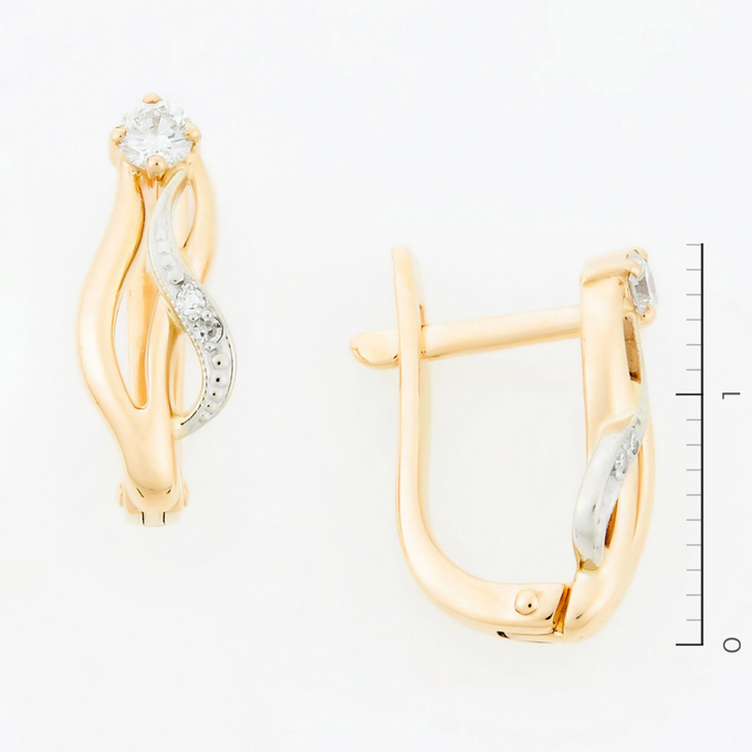 Серьги из золота 585 пробы c 6 бриллиантами