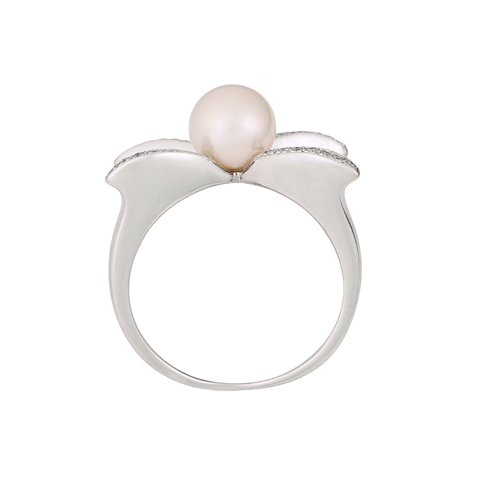 Кольцо из золота 750 пробы c бриллиантами и культивированным жемчугом, Л 2812 0991 за 109000