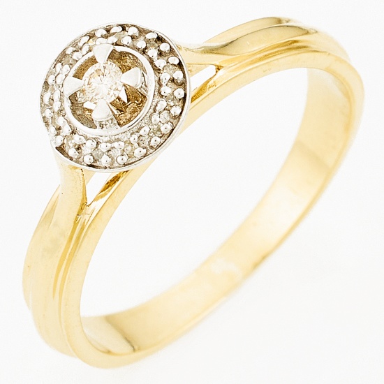 Кольцо из комбинированного золота 585 пробы c 13 бриллиантами, Л76006956 за 14700