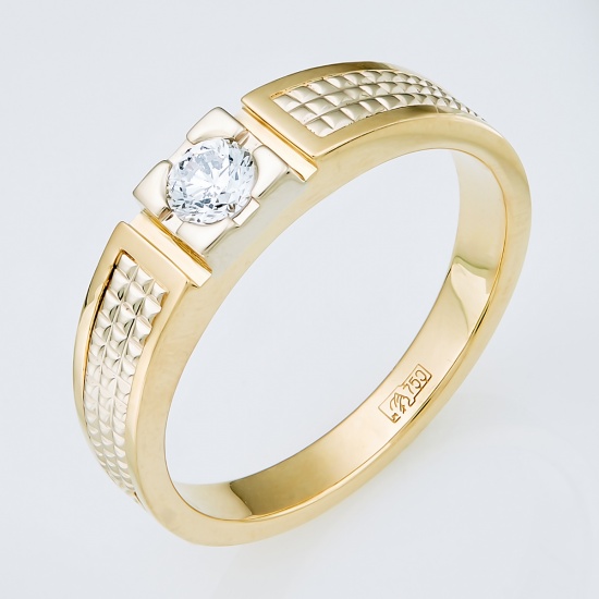 Кольцо из комбинированного золота 750 пробы c 1 бриллиантом, Л71010383 за 55 770 ₽