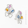 Серьги из белого золота 585 пробы c 192 бриллиантами и 6 цвет. сапфирами