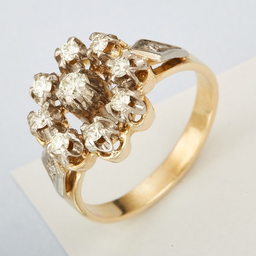 Кольцо из комбинированного золота 585 пробы c 11 бриллиантами 107681 фото 1