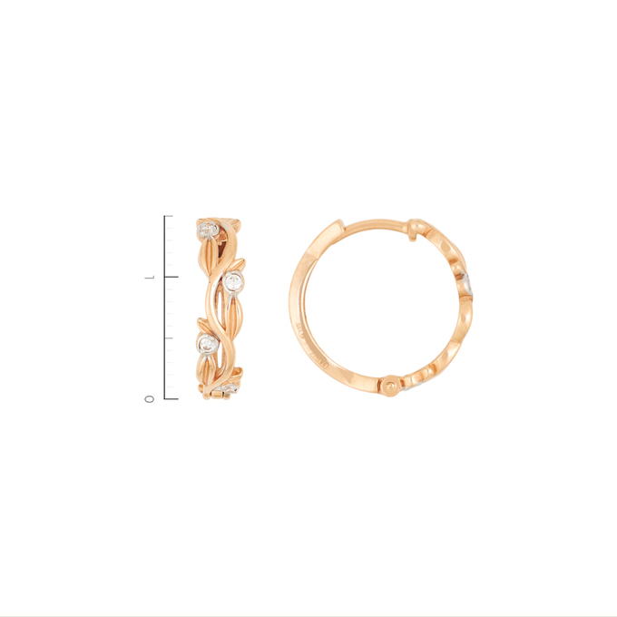 Серьги из золота 585 пробы c 8 фианитами