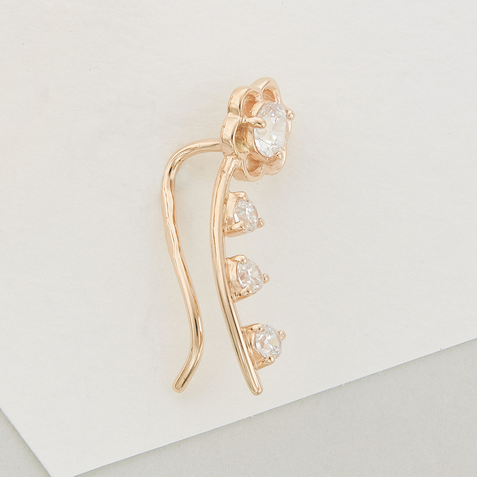Серьги из красного золота 585 пробы c фианитами
