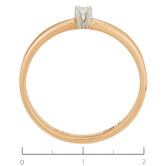 Кольцо из комбинированного золота 585 пробы c 1 бриллиантом, Л28092328 за 7740
