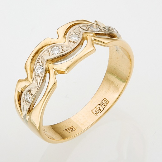 Кольцо из комбинированного золота 750 пробы c 6 бриллиантами Л28057705 фото 1