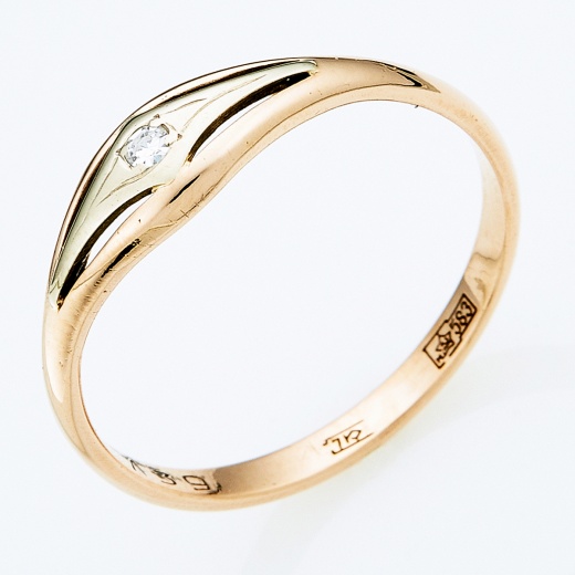 Кольцо из комбинированного золота 583 пробы c 1 бриллиантом Л39094377 фото 1