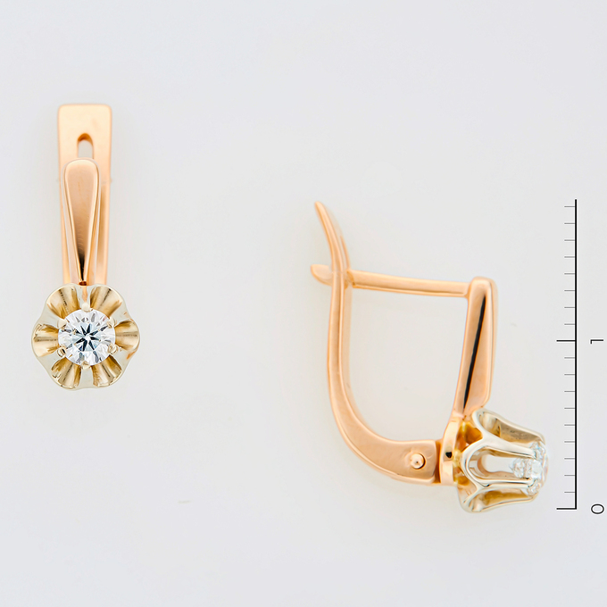 Серьги из золота 585 пробы c 2 бриллиантами