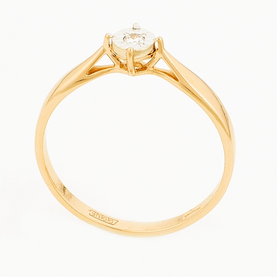 Кольцо из комбинированного золота 585 пробы c 1 бриллиантом, Л29120406 за 6250