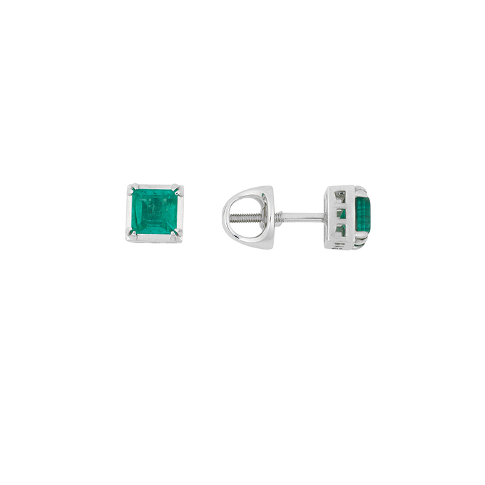 Серьга из золота 585 пробы c 1 изумрудом