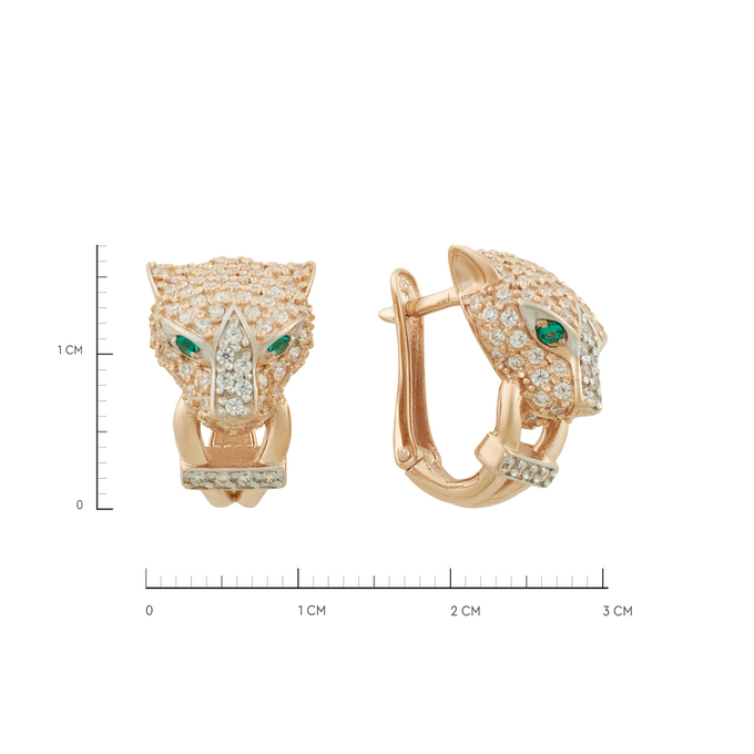 Серьги из золота 585 пробы c фианитами и синтетическими камнями, Л 2414 5777 за 75360