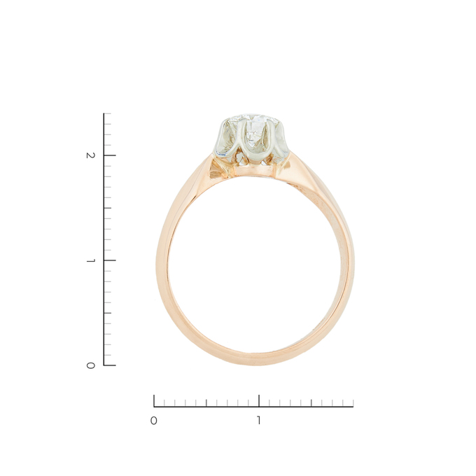 Кольцо из комбинированного золота 585 пробы c 1 бриллиантом, Л 4306 0919 за 122150