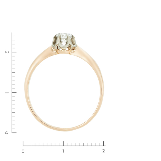 Кольцо из комбинированного золота 585 пробы c 1 бриллиантом, Л71017354 за 33950