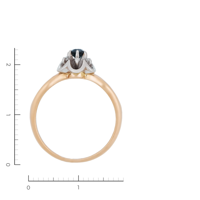 Кольцо из комбинированного золота 585 пробы c 1 сапфиром и 6 бриллиантами, Л 4507 2250 за 22750