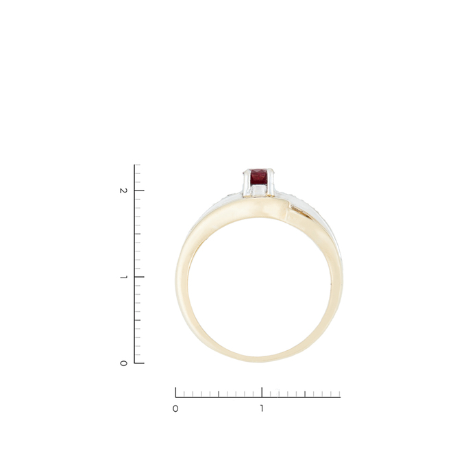Кольцо из золота 585 пробы c 8 бриллиантами и 1 рубином, Л 2212 1852 за 48400