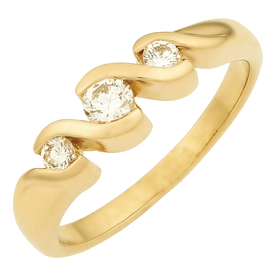 Кольцо из желтого золота 750 пробы c 3 бриллиантами, Л37057904 за 58410