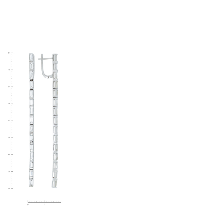 Серьги из белого золота 585 пробы c 30 топазами
