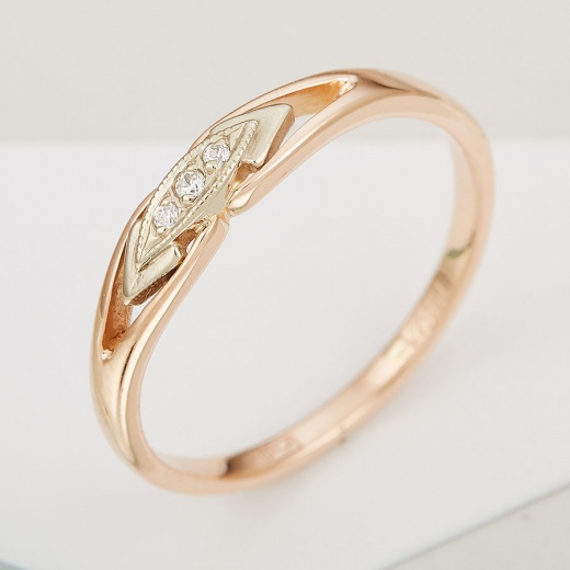Кольцо из комбинированного золота 585 пробы c фианитами 114419 фото 1