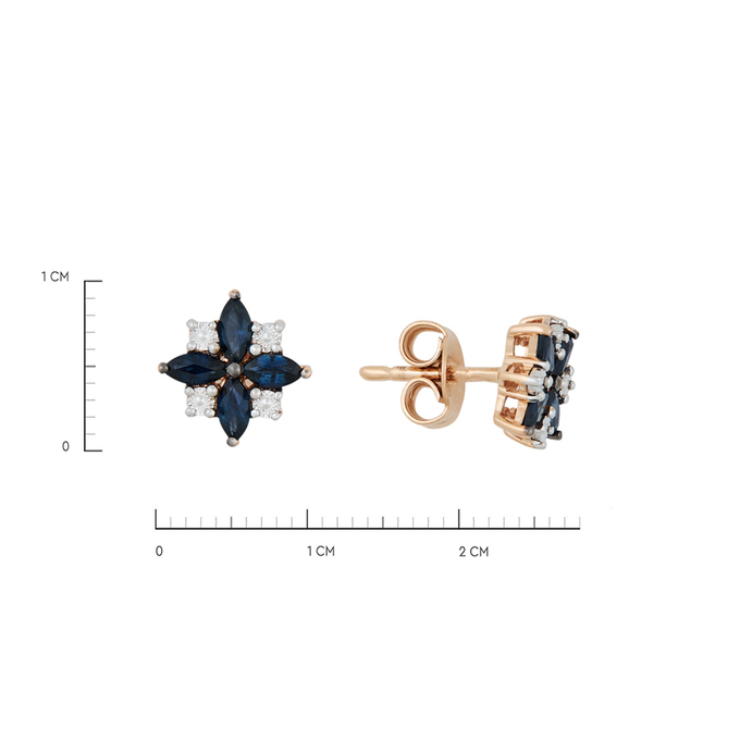 Серьги из золота 585 пробы c сапфирами, Л 2810 9837 за 20400