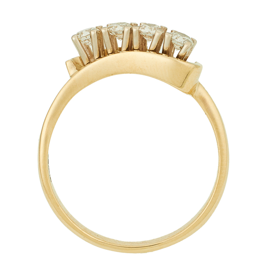 Кольцо из комбинированного золота 585 пробы c 4 бриллиантами, Л30133559 за 69900