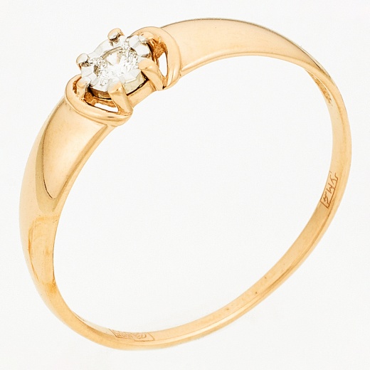 Кольцо из комбинированного золота 585 пробы c 1 бриллиантом Л28080048 фото 1