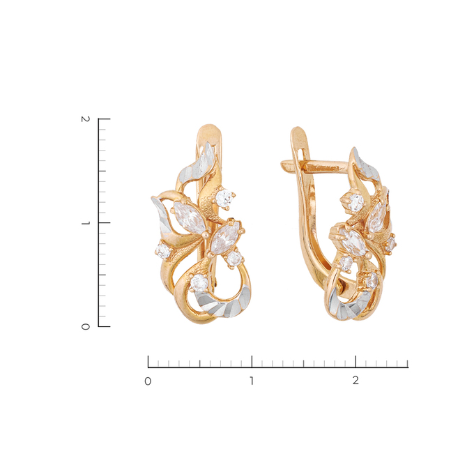 Серьги из комбинированного золота 585 пробы c 12 фианитами, Л 4306 0629 за 11760