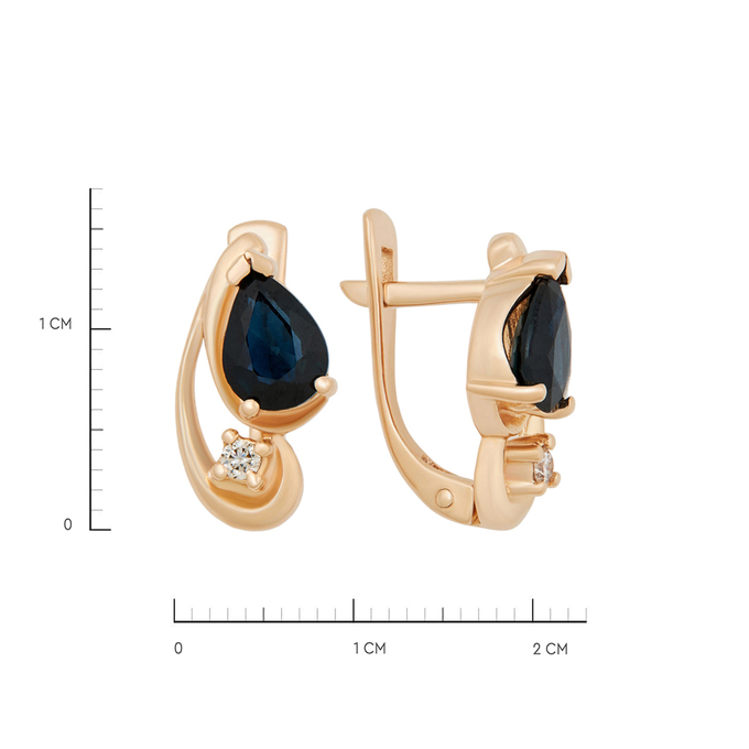 Серьги из золота 585 пробы c сапфирами и бриллиантами, К 0000 5649 за 58200