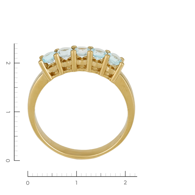 Кольцо из желтого золота 585 пробы c 5 топазами