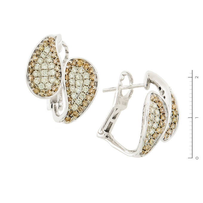 Серьги из белого золота 585 пробы c 140 бриллиантами