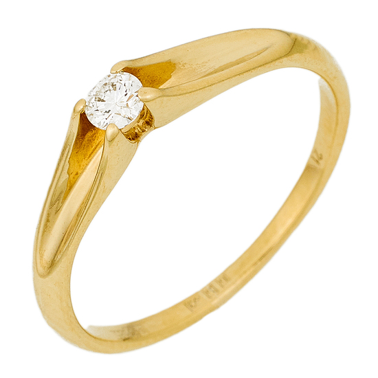 Кольцо из желтого золота 585 пробы c 1 бриллиантом, Л04081256 за 10450