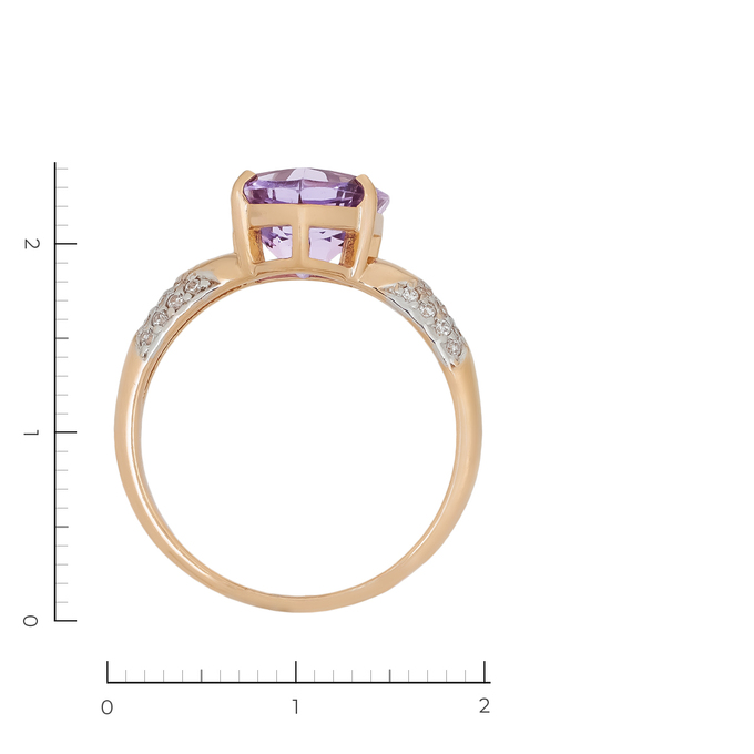 Кольцо из золота 585 пробы c 1 аметистом и 20 фианитами, Л 5703 2777 за 13560